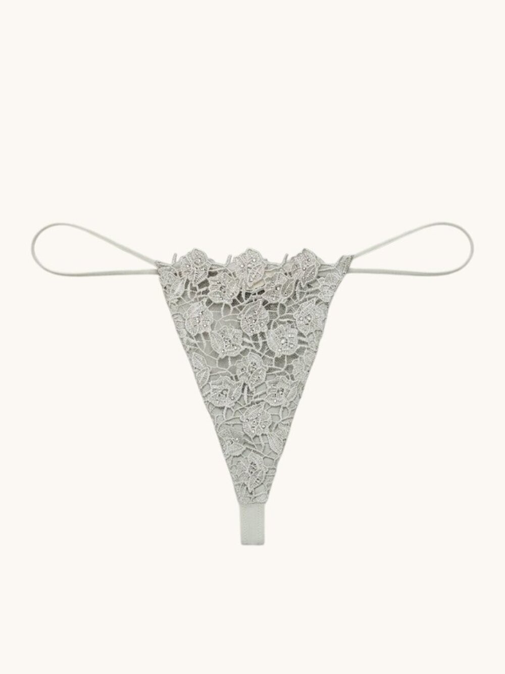 New! For Love & Lemons Green Twinkle Rose Lace G-String Thong Panty 39314